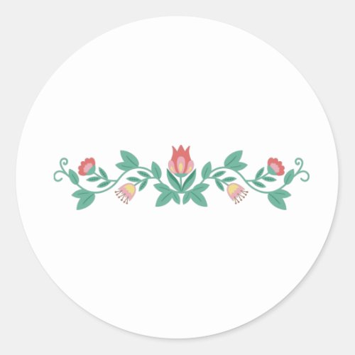 Folk Art Floral Border Classic Round Sticker