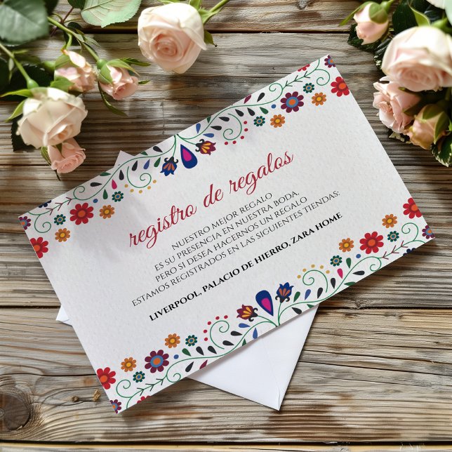 Folk Art Floral Botanical Fiesta Spanish Wedding Enclosure Card (Folk Art Floral Botanical Fiesta Spanish Wedding Enclosure Card)