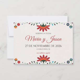 Folk Art Floral Botanical Fiesta Spanish Wedding Save The Date