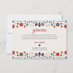 Folk Art Floral Botanical Fiesta Spanish Wedding Thank You Card