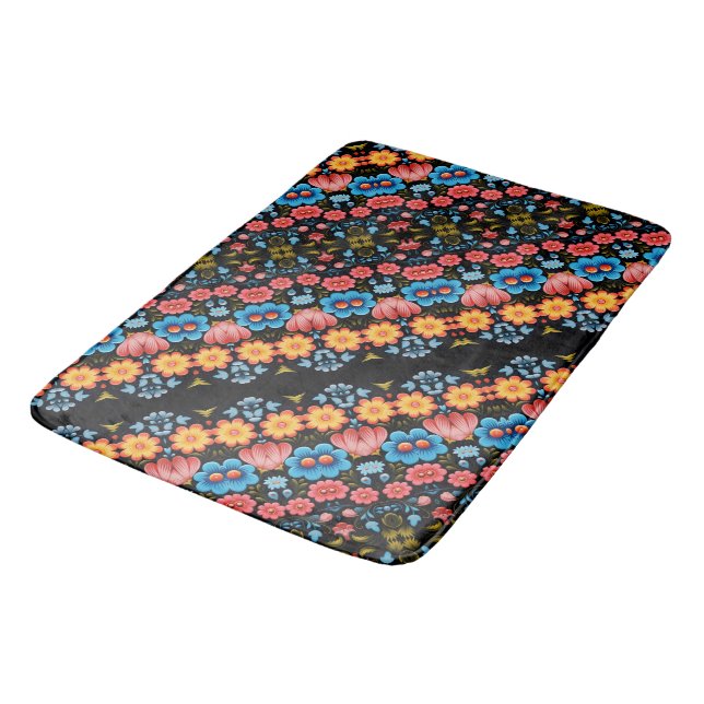 Folk Art Floral Charm Bath Mat (Angled)