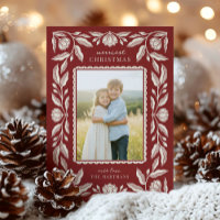 Folk Art Floral Frame Christmas Photo