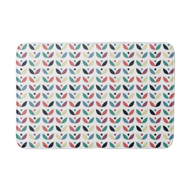 Folk Art Floral Geometric Pattern Bath Mat (Front)