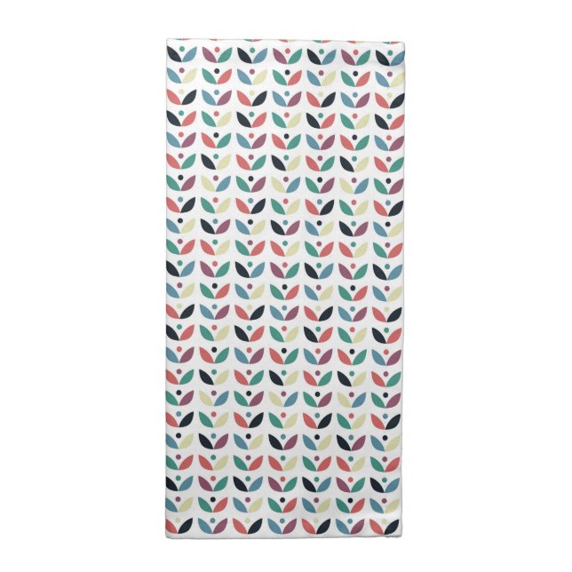 Folk Art Floral Geometric Pattern Cloth Napkin (Half Fold)