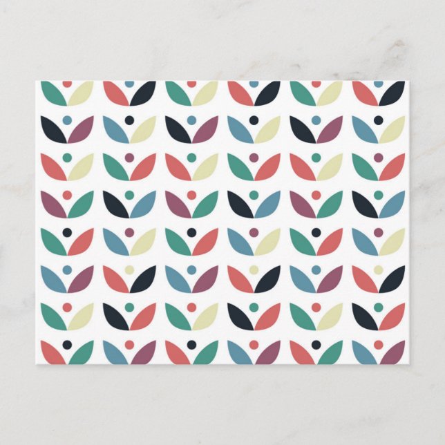 Folk Art Floral Geometric Pattern Holiday Postcard (Front)