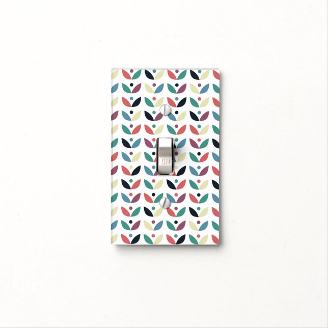 Folk Art Floral Geometric Pattern Light Switch Cover (In Situ)