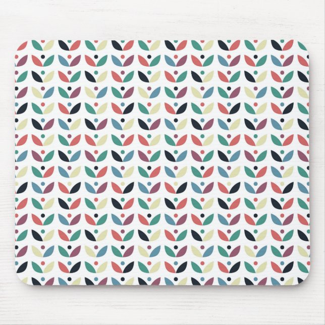 Folk Art Floral Geometric Pattern Mouse Pad (Front)