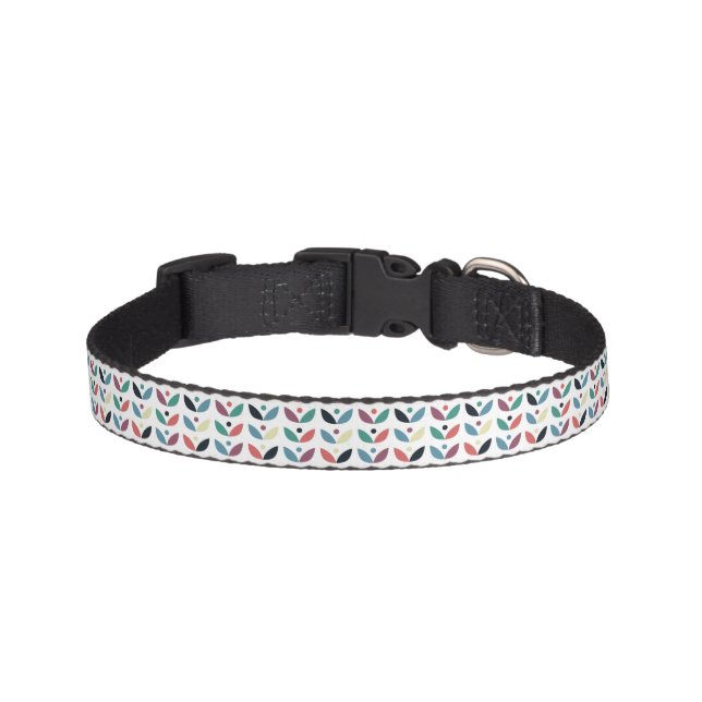 Folk Art Floral Geometric Pattern Pet Collar (Front)