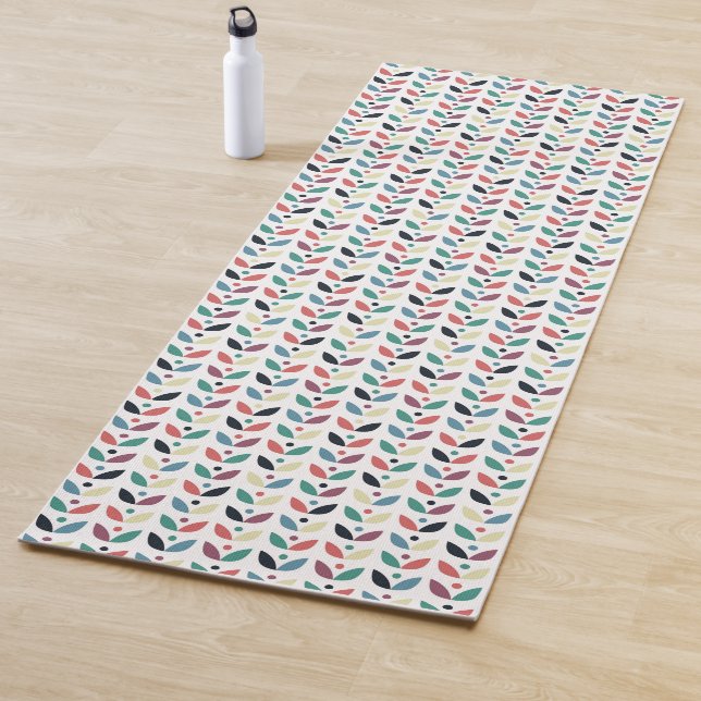Folk Art Floral Geometric Pattern Yoga Mat (In Situ)
