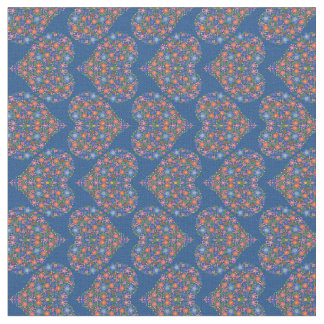 Folk Art Floral Hearts on Royal Blue Custom Fabric