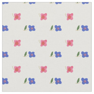 Folk Art Floral Mini-print on White Custom Fabric