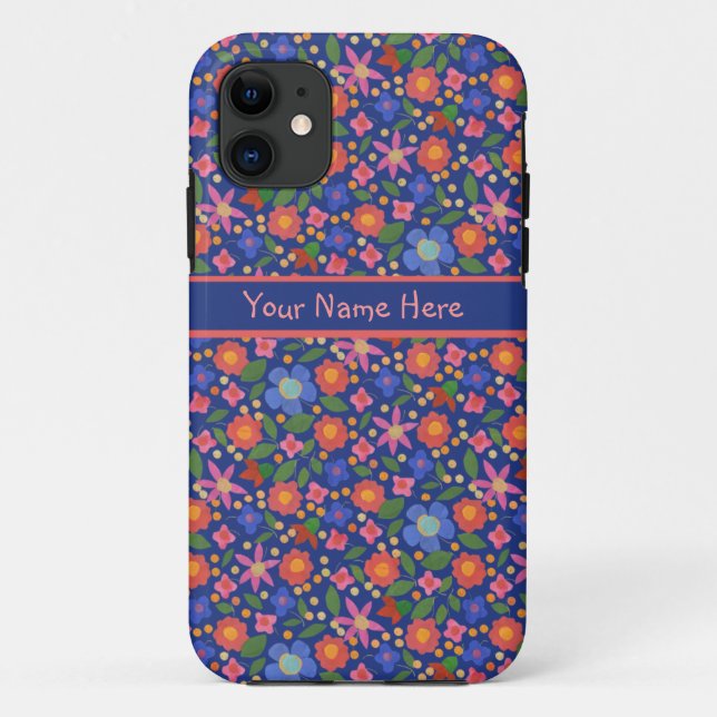 Folk Art Floral on Blue iPhone 5/5s Case-Mate Case (Back)