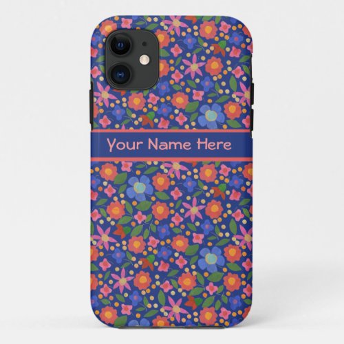 Folk Art Floral on Blue iPhone 55s Xtreme Case
