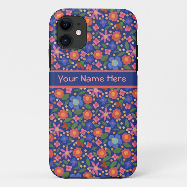 Folk Art Floral on Blue iPhone 5/5s Xtreme Case (Back)
