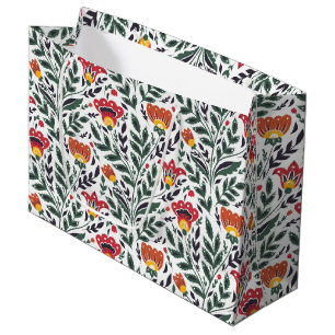 Folk art floral pattern large gift bag