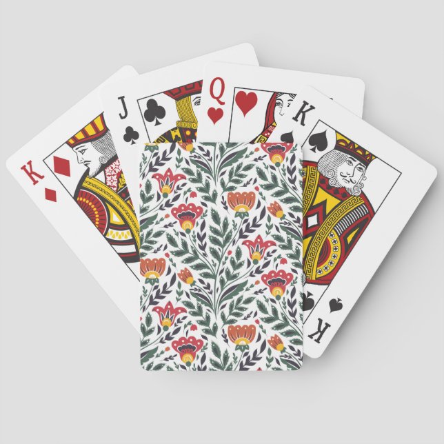 Folk art floral pattern poker cards (Back)