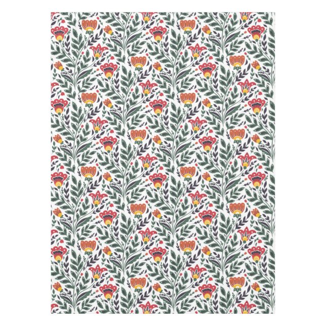 Folk art floral pattern tablecloth (Front)