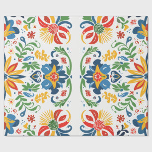 Folk Art Floral Pattern Wrapping Paper