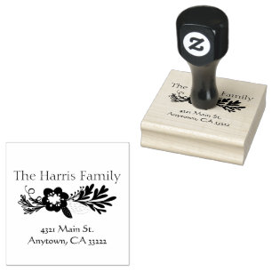 Folk Art Floral Personalized Rubber Stamp