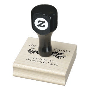 Folk Art Floral Personalized Rubber Stamp