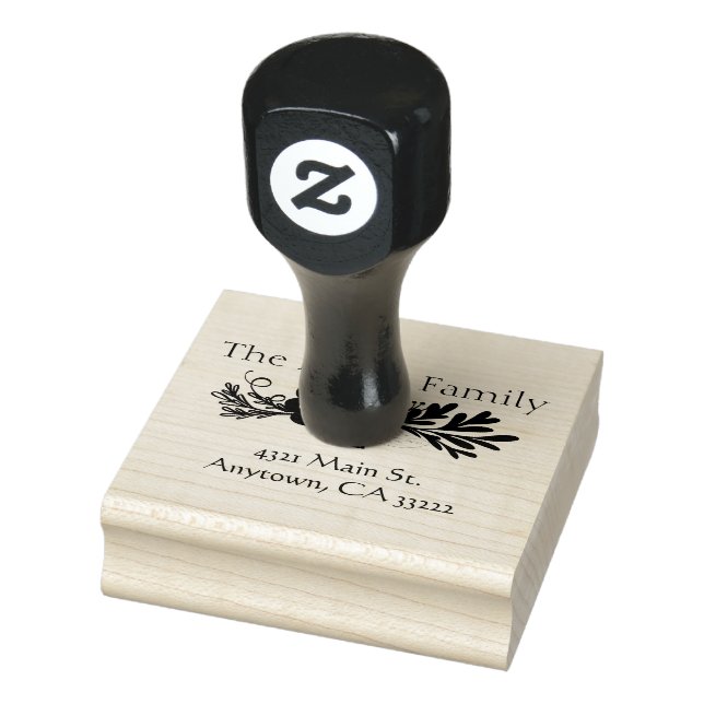 Folk Art Floral Personalized Rubber Stamp (Stamp)
