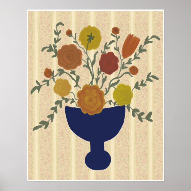 Folk Art Flower Arrangement Poster Print (Front)