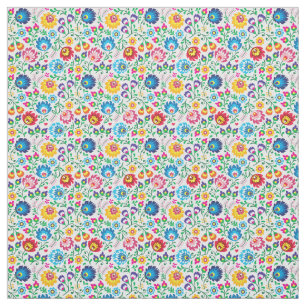 Folk Art Flower Pattern 2 Fabric
