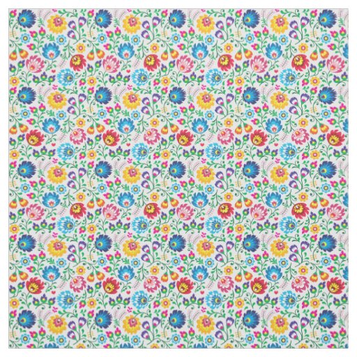 Folk Art Flower Pattern 2 Fabric