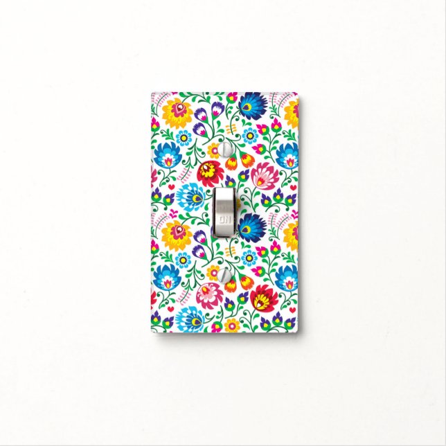 Folk Art Flower Pattern 2 Light Switch Cover (In Situ)