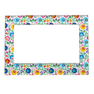 Folk Art Flower Pattern 2 Magnetic Frame