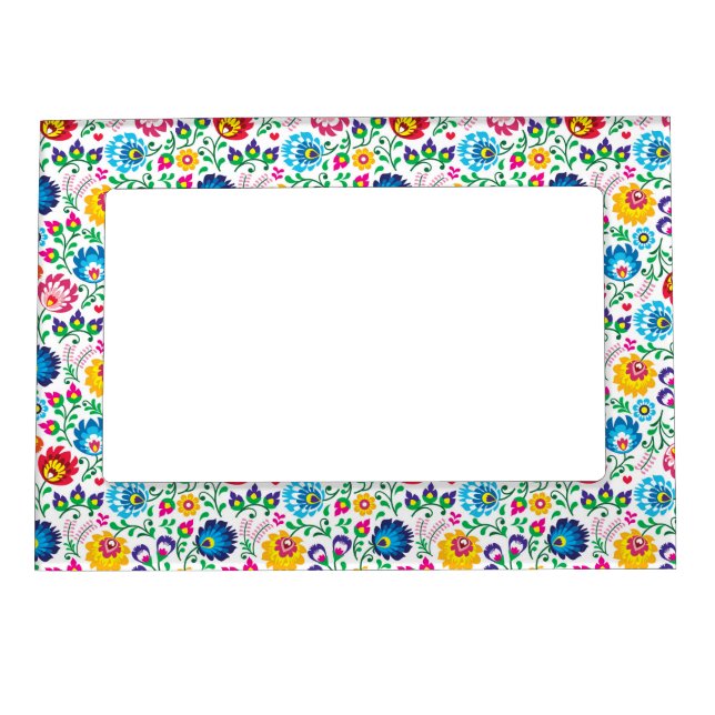Folk Art Flower Pattern 2 Magnetic Frame (Front)