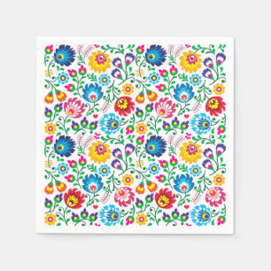 Folk Art Flower Pattern 2 Napkins