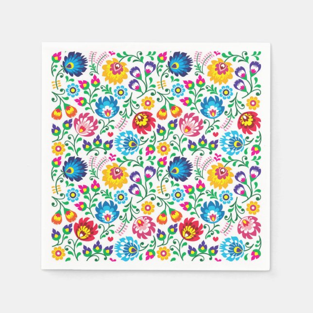 Folk Art Flower Pattern 2 Napkins (Front)