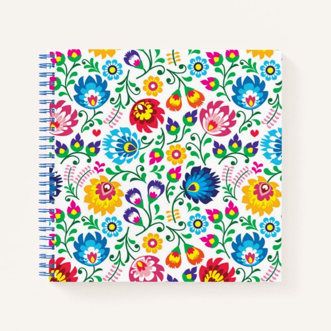 Folk Art Flower Pattern 2 Notebook (Front)