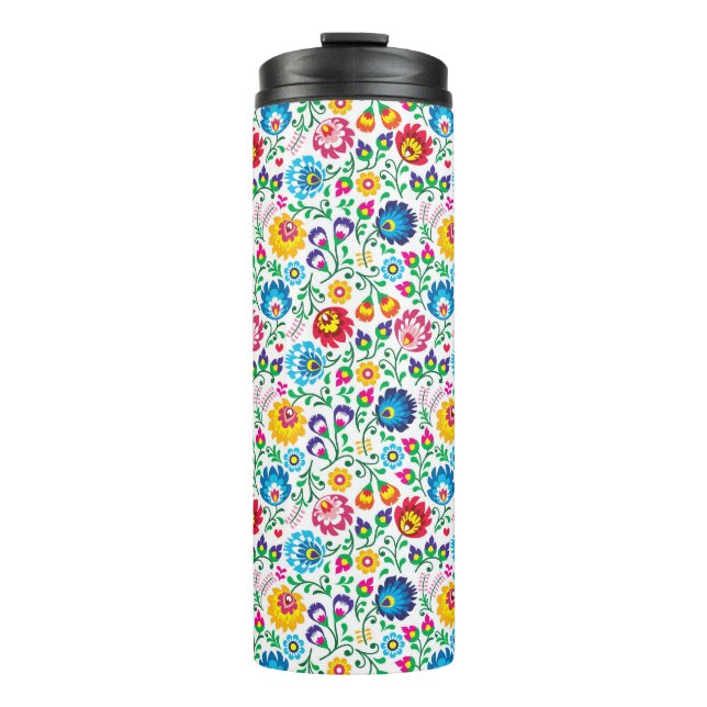 Folk Art Flower Pattern 2 Thermal Tumbler (Front)