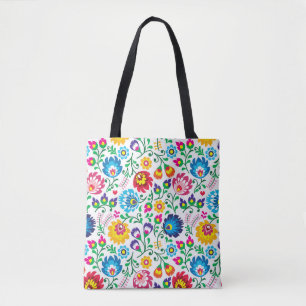 Folk Art Flower Pattern 2 Tote Bag