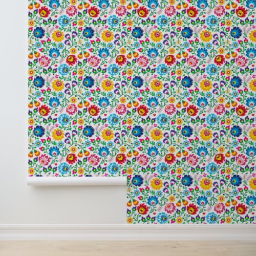 Folk Art Flower Pattern 2 Wallpaper