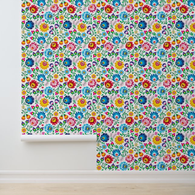 Folk Art Flower Pattern 2 Wallpaper (Application)