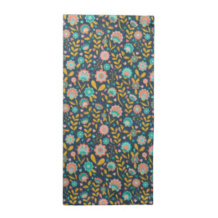 Folk Art Flower Pattern Cloth Napkin