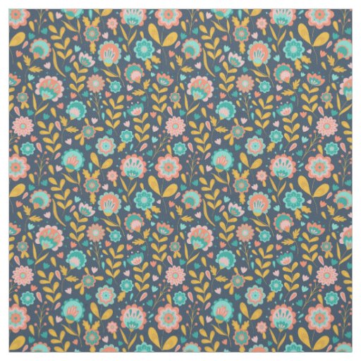 Folk Art Flower Pattern Fabric