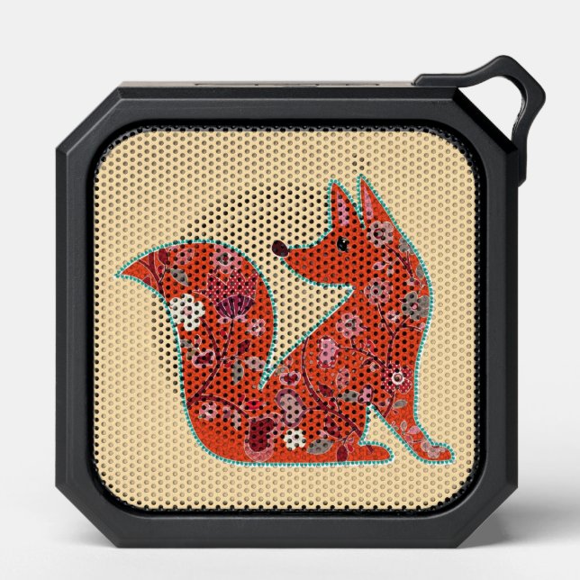 Folk Art Flower Pattern Fox Bluetooth Speaker (Front)