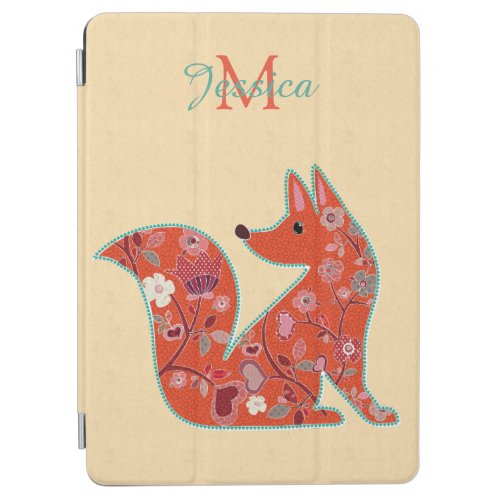 Folk Art Flower Pattern Fox Personalised iPad Air Cover