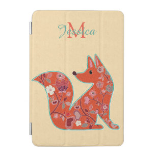 Folk Art Flower Pattern Fox Personalised iPad Mini Cover
