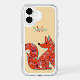 Folk Art Flower Pattern Fox Personalised iPhone 16 Case