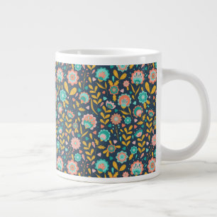 Folk Art Flower Pattern Giant Coffee Mug