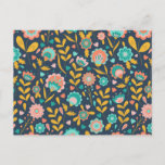 Folk Art Flower Pattern Holiday Postcard