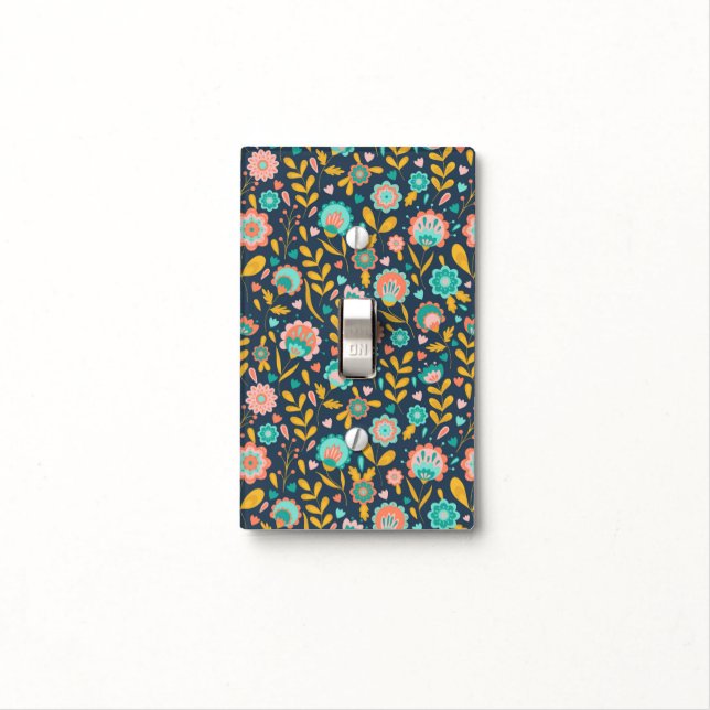 Folk Art Flower Pattern Light Switch Cover (In Situ)