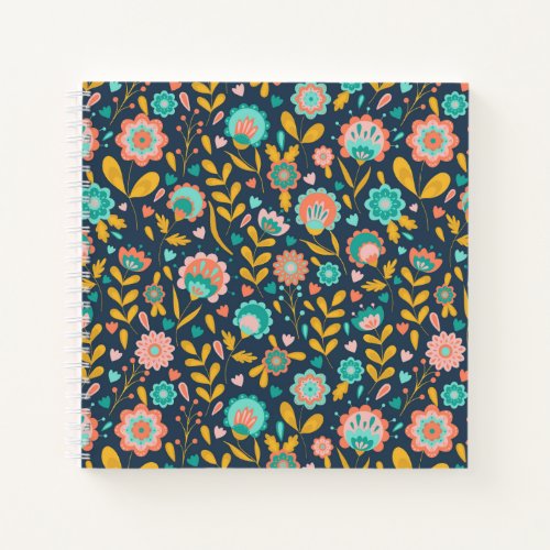 Folk Art Flower Pattern Notebook
