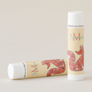 Folk Art Flower Pattern Personalised Lip Balm