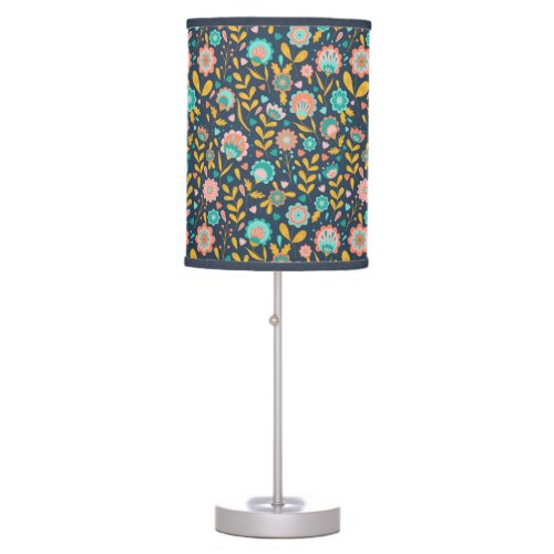 Folk Art Flower Pattern Table Lamp
